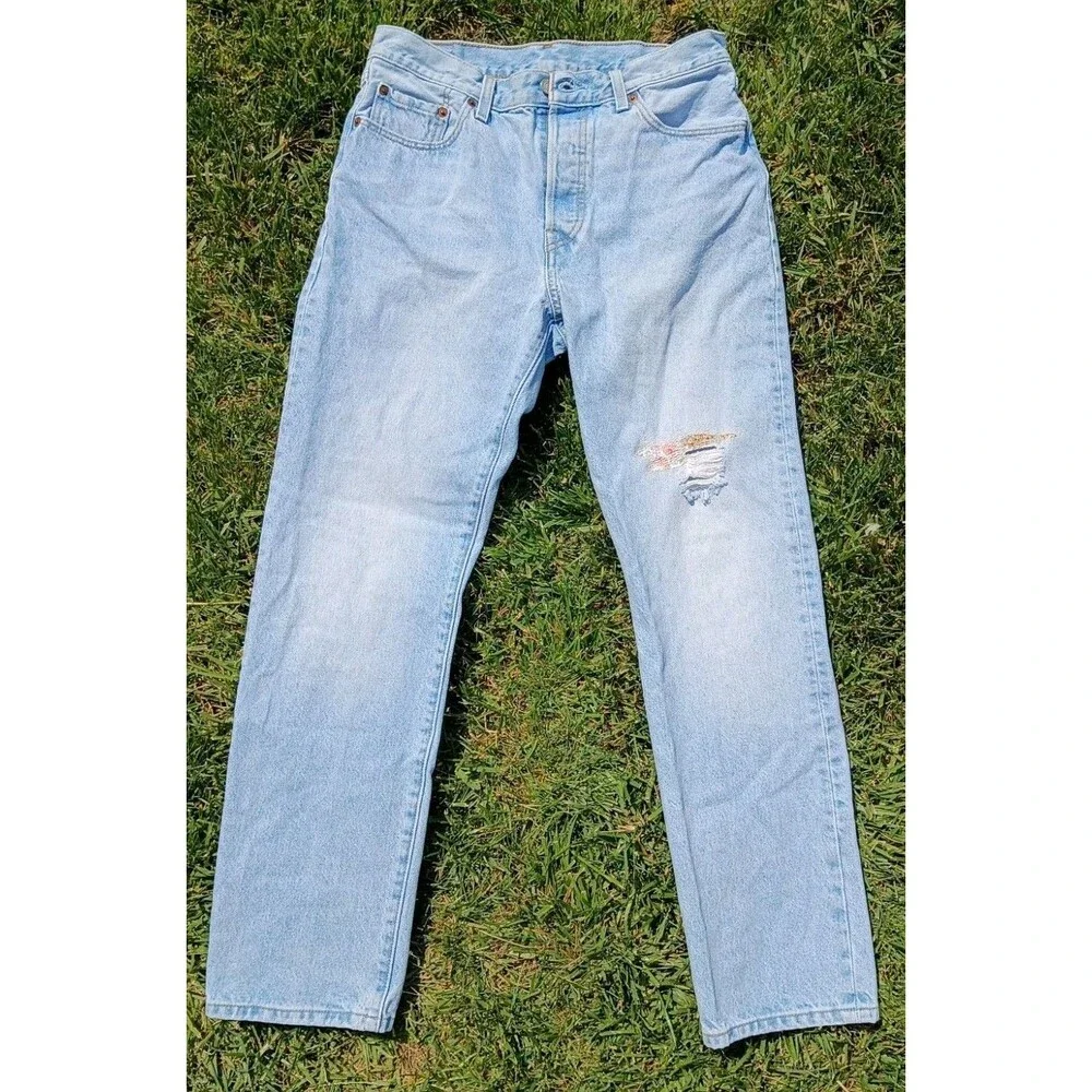 Boho Western Light Wash Distressed 150th Anniversary Limited Edition Levi’s 501s